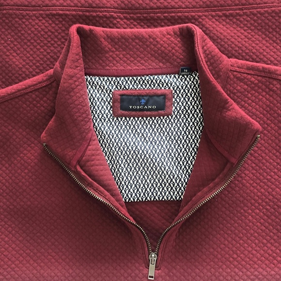 TOSCANO Men's Mock Neck Pullover Textured Sweatshirt/Sweater Berry/Wine XL - Picture 3 of 5